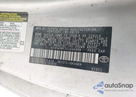 2005 Toyota Camry Solara Sle из США, поврежденный, VIN 4T1FA38P35U044399